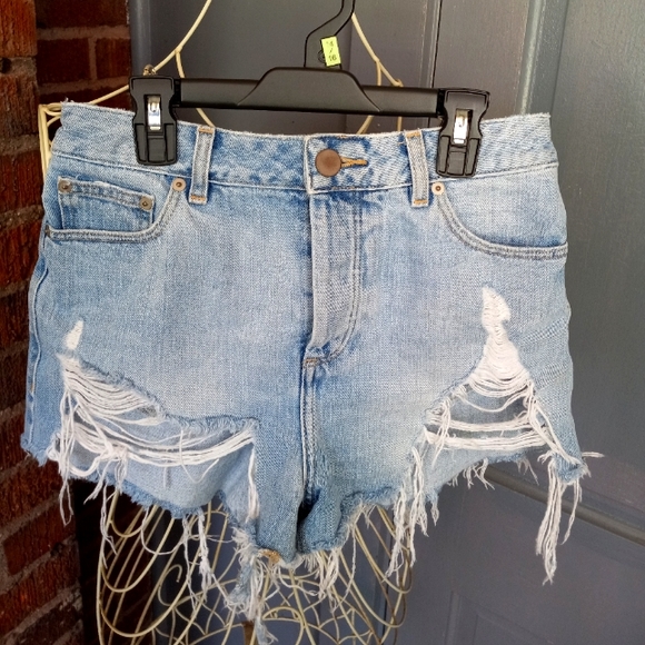 ASOS Pants - Asos distressed, high waisted, jean shorts, US size 4 ( UK 8 )